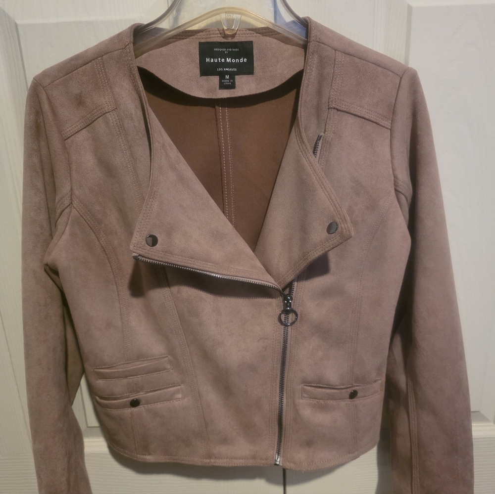 Haute Monde mauve faux suede moto jacke MEDIUM..NWOT